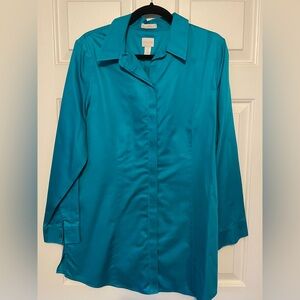 Chico’s brand, size 2, Teal Dress Shirt